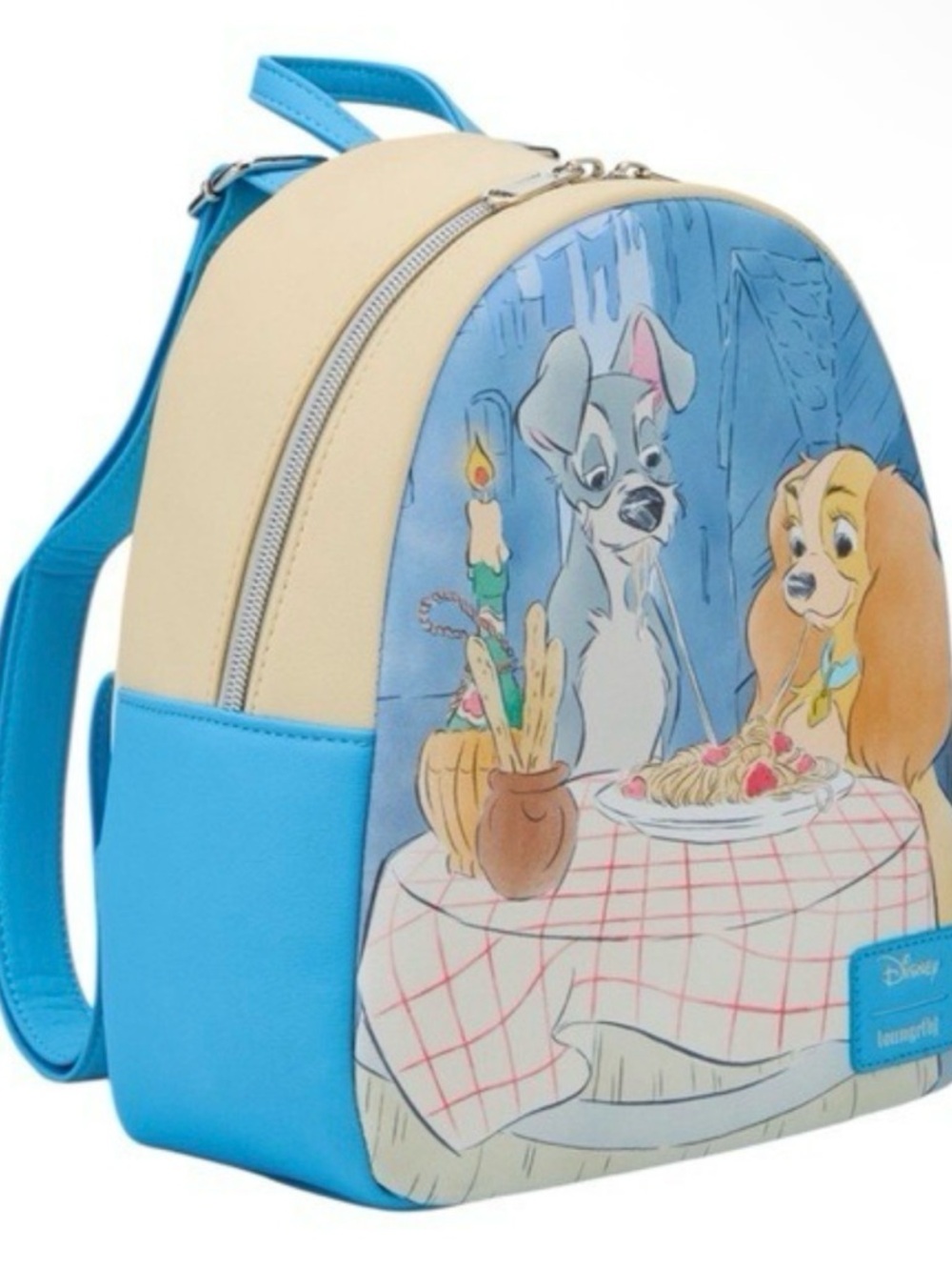 NWT Loungefly Disney Lady & The Tramp Movie Spaghetti Scene Mini Backpack. - Picture 2 of 5
